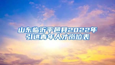 山东临沂平邑县2022年引进青年人才岗位表