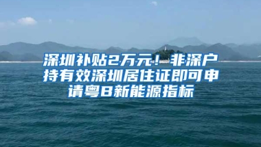 深圳补贴2万元！非深户持有效深圳居住证即可申请粤B新能源指标