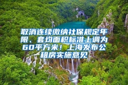 取消连续缴纳社保规定年限、套均面积标准上调为60平方米！上海发布公租房实施意见