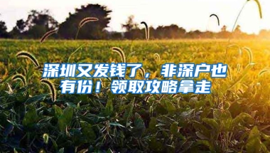 深圳又发钱了，非深户也有份！领取攻略拿走