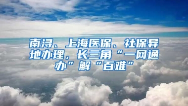 南浔、上海医保、社保异地办理，长三角“一网通办”解“百难”