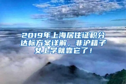 2019年上海居住证积分达标方案详解，非沪籍子女上学就靠它了！