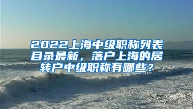 2022上海中级职称列表目录最新，落户上海的居转户中级职称有哪些？