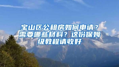 宝山区公租房如何申请？需要哪些材料？这份保姆级教程请收好→