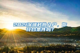 2021深圳秒批入户，你符合条件吗？