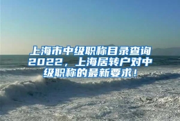 上海市中级职称目录查询2022，上海居转户对中级职称的最新要求！