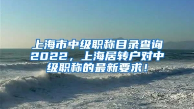 上海市中级职称目录查询2022，上海居转户对中级职称的最新要求！