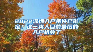 2022深圳入户条件已敲定！这三类人目前最后的入户机会了