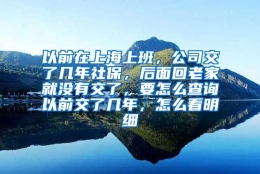 以前在上海上班，公司交了几年社保，后面回老家就没有交了，要怎么查询以前交了几年，怎么看明细