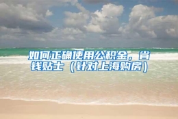 如何正确使用公积金，省钱贴士（针对上海购房）