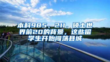 本科985、211，硕士世界前20的背景，这些留学生开始闯荡县城