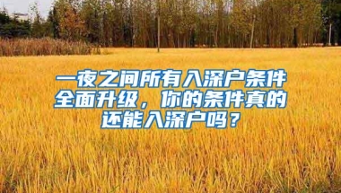 一夜之间所有入深户条件全面升级，你的条件真的还能入深户吗？