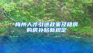 梅州人才引进政策及租房购房补贴新规定