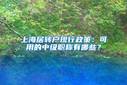 上海居转户现行政策：可用的中级职称有哪些？