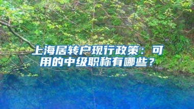 上海居转户现行政策：可用的中级职称有哪些？