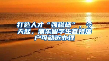 打造人才“强磁场”，今天起，浦东留学生直接落户可就近办理