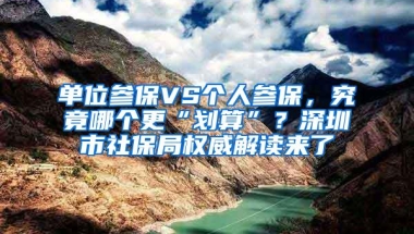 单位参保VS个人参保，究竟哪个更“划算”？深圳市社保局权威解读来了