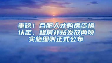 重磅！合肥人才购房资格认定、租房补贴发放两项实施细则正式公布