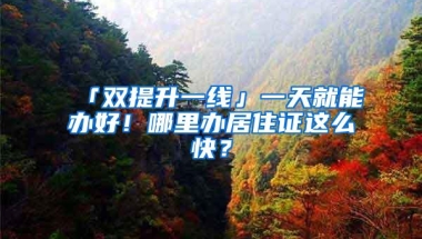 「双提升一线」一天就能办好！哪里办居住证这么快？