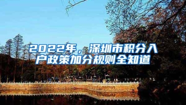 2022年，深圳市积分入户政策加分规则全知道