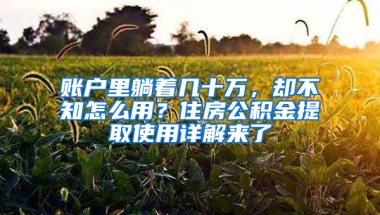 账户里躺着几十万，却不知怎么用？住房公积金提取使用详解来了