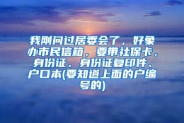 我刚问过居委会了，好象办市民信箱，要带社保卡，身份证、身份证复印件、户口本(要知道上面的户编号的)