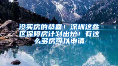 没买房的恭喜！深圳这些区保障房计划出炉！有这么多房可以申请