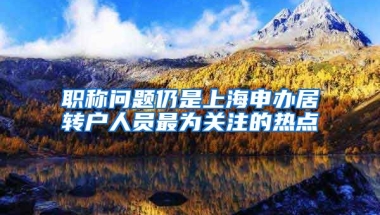 职称问题仍是上海申办居转户人员最为关注的热点