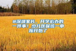 @深圳家长，开学必办的一件事！少儿医保统一申报开始了