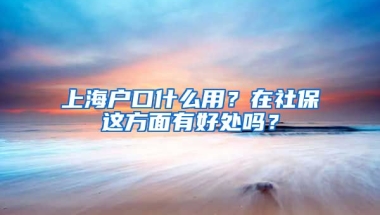 上海户口什么用？在社保这方面有好处吗？