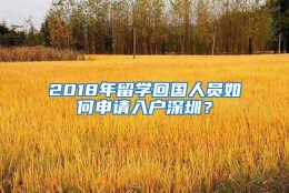 2018年留学回国人员如何申请入户深圳？