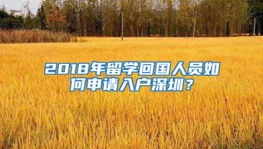 2018年留学回国人员如何申请入户深圳？