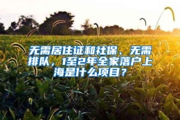 无需居住证和社保、无需排队，1至2年全家落户上海是什么项目？