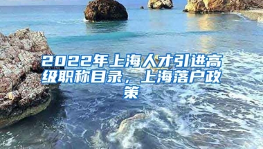 2022年上海人才引进高级职称目录，上海落户政策