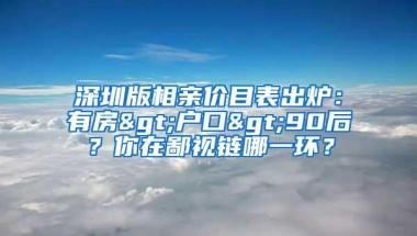 深圳版相亲价目表出炉：有房>户口>90后？你在鄙视链哪一环？