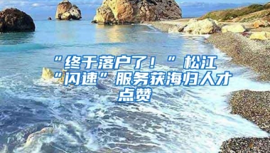 “终于落户了！”松江“闪速”服务获海归人才点赞