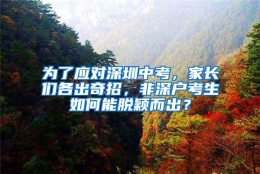 为了应对深圳中考，家长们各出奇招，非深户考生如何能脱颖而出？