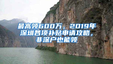 最高领600万，2019年深圳各项补贴申请攻略，非深户也能领