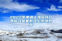 2022年申请上海居转户两倍社保基数这么缴纳妙哉