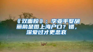 《双面胶》：李亚平娶胡丽鹃是图上海户口？错，深爱过才更悲哀