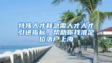 特殊人才和急需人才人才引进指标，帮助你找准定位落户上海