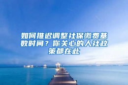 如何推迟调整社保缴费基数时间？你关心的人社政策都在此→