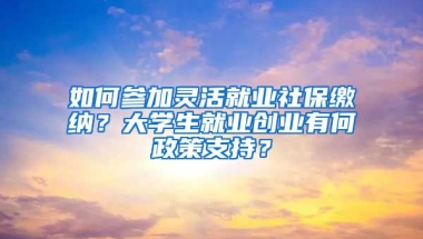 如何参加灵活就业社保缴纳？大学生就业创业有何政策支持？