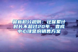 最新积分规则：社保累计时长不超过20年，壹成中心璞誉府销售方案