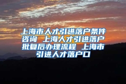 上海市人才引进落户条件咨询 上海人才引进落户批复后办理流程 上海市引进人才落户口