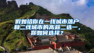 假如给你在一线城市落户和二线城市的高薪二选一，你如何选择？