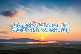 深圳积分入户计算器（深圳怎么查询个人积分算法）