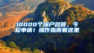 10000个深户名额，今起申请！操作指南看这里