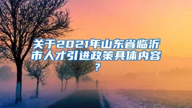 关于2021年山东省临沂市人才引进政策具体内容？