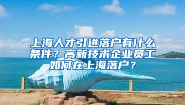 上海人才引进落户有什么条件？高新技术企业员工如何在上海落户？